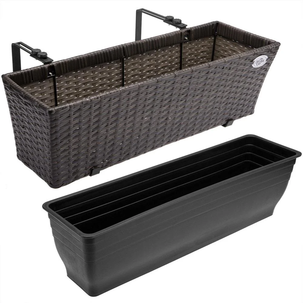Polyrattan Pflanzgefäß - 2er Set - Braun - 4