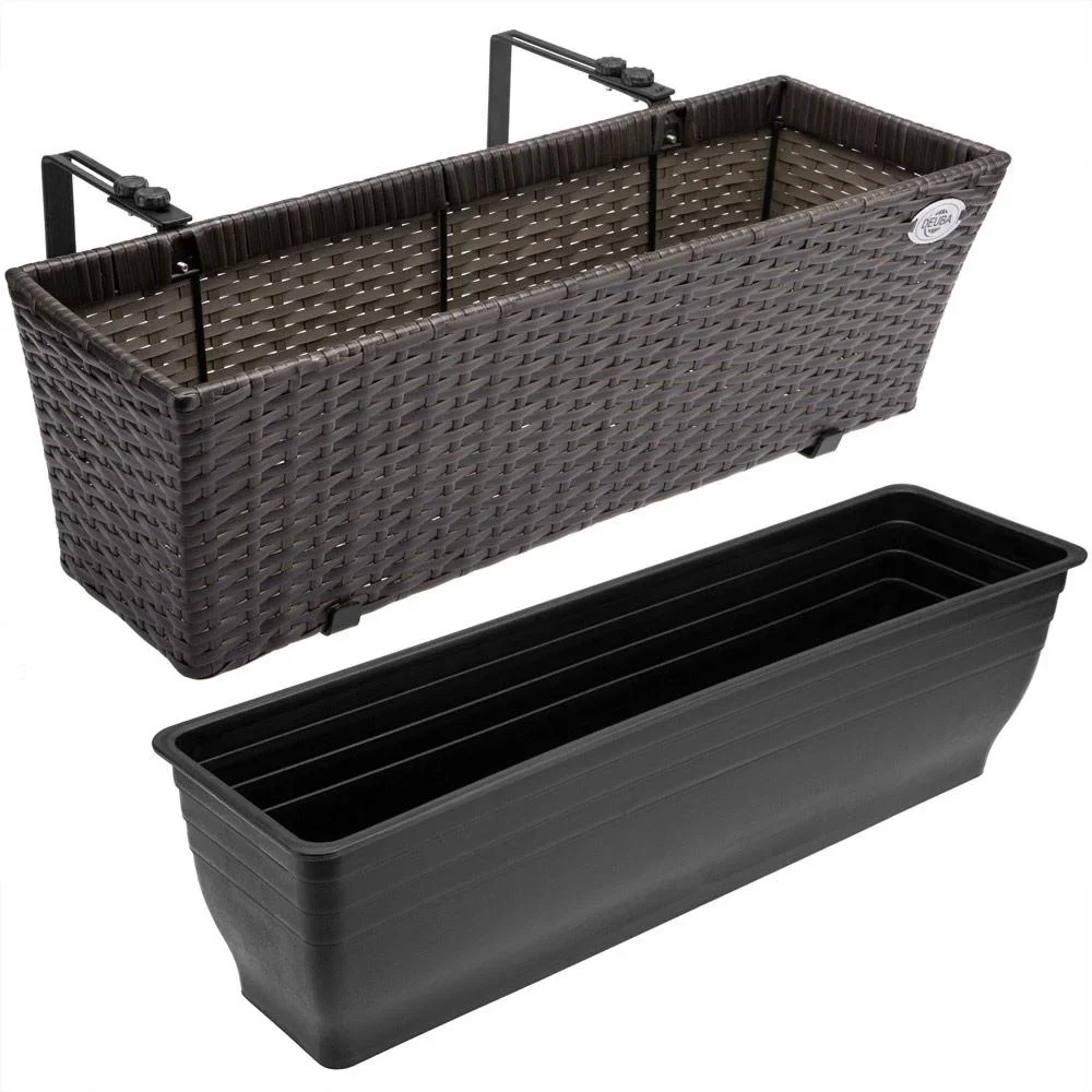 Polyrattan Pflanzgefäß - 2er Set - Braun - 4