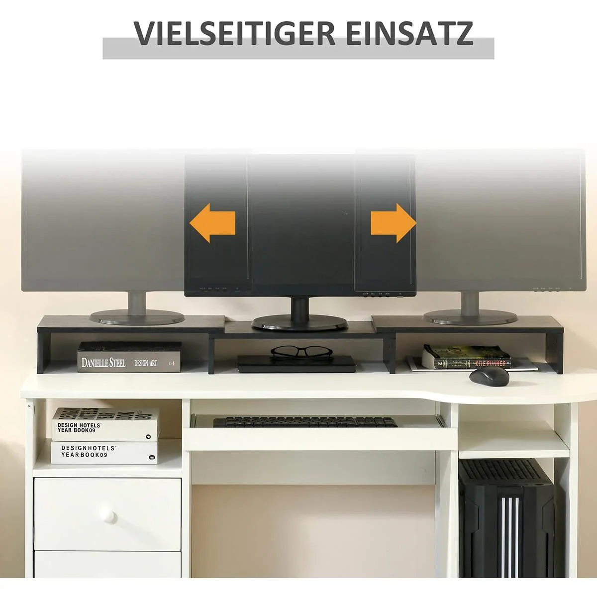 Monitorständer Länge Winkel verstellbar doppelter Bildschirmständer Holzregal Monitorhalter für Computerbildschirm Lapt - 0