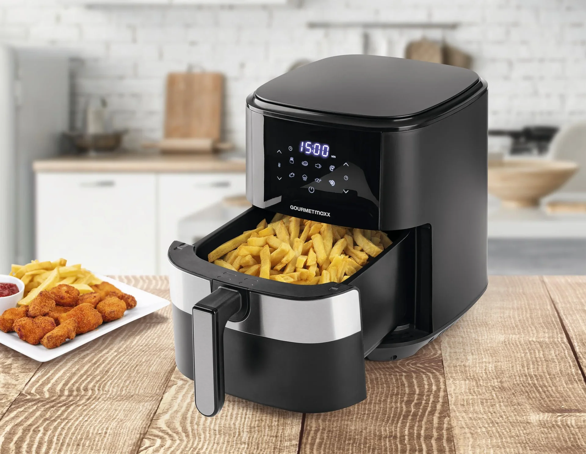 Heißluft-Fritteuse Digital, 6,2 Liter, 1500 Watt, Schwarz - 0