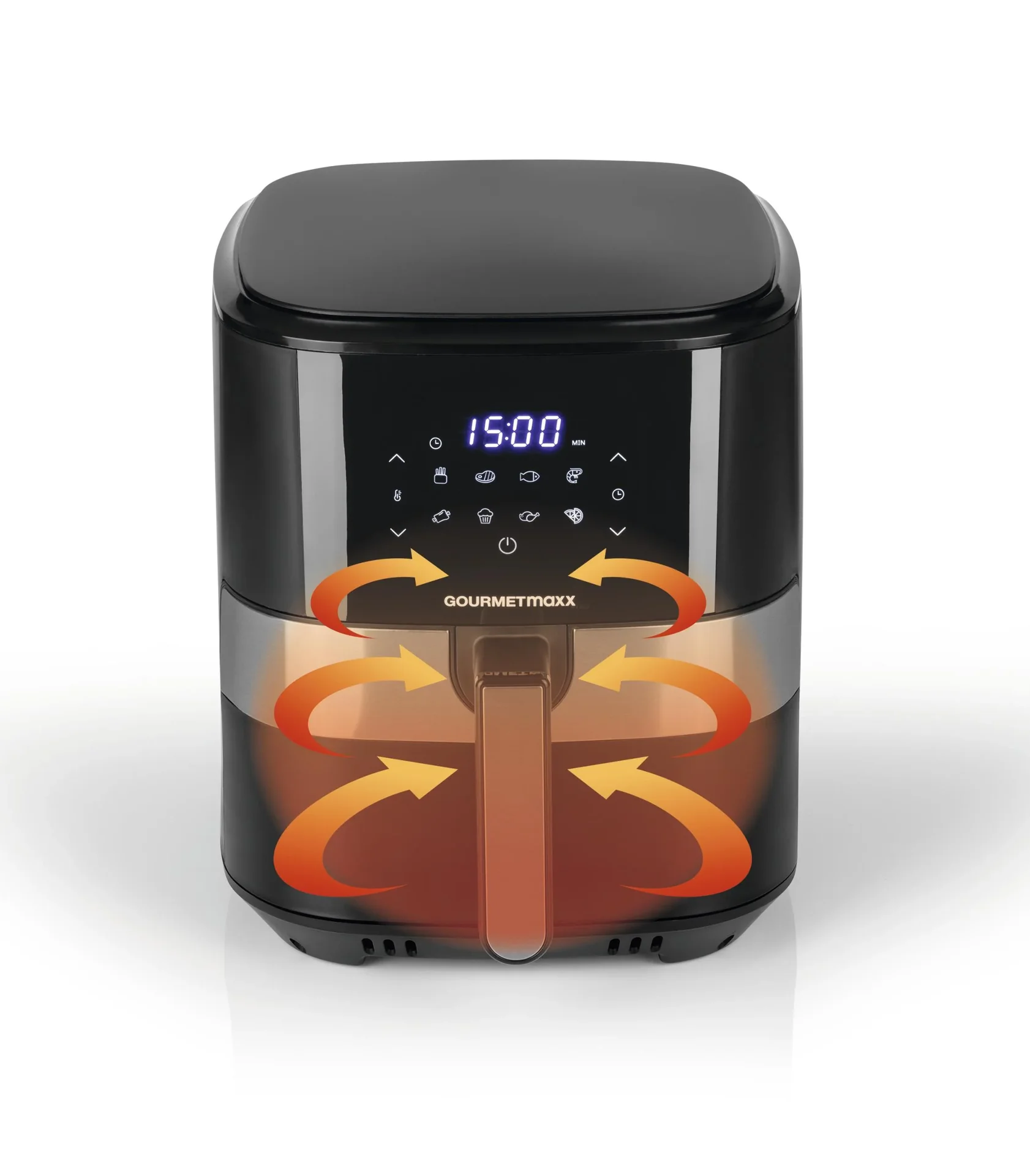 Heißluft-Fritteuse Digital, 6,2 Liter, 1500 Watt, Schwarz - 1