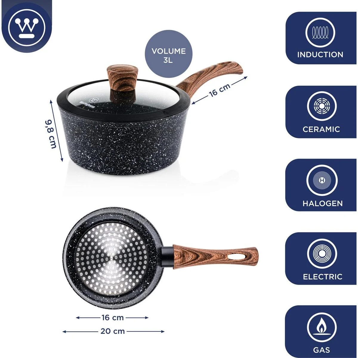 Kochtopf Induktion - Ø20 cm - Schwarzes Marmorholz - Sonderedition - 1