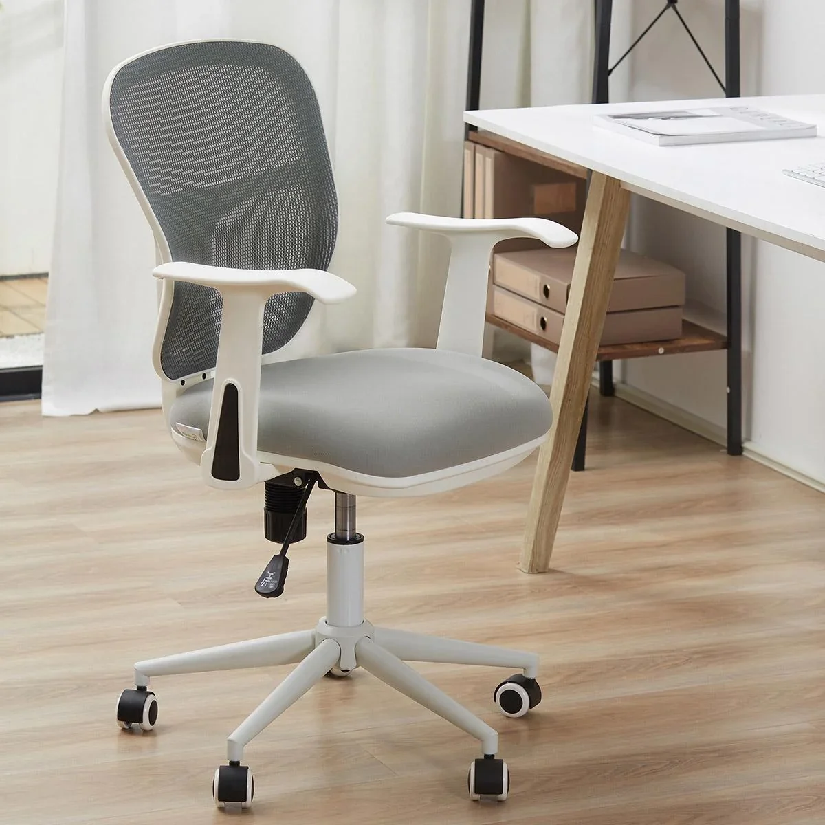 Bürostuhl Schreibtischstuhl ergonomischer Drehstuhl mit Wippfunktion Rollen Chefsessel mit Mesh Netz Computerstuhl Höhen - 0