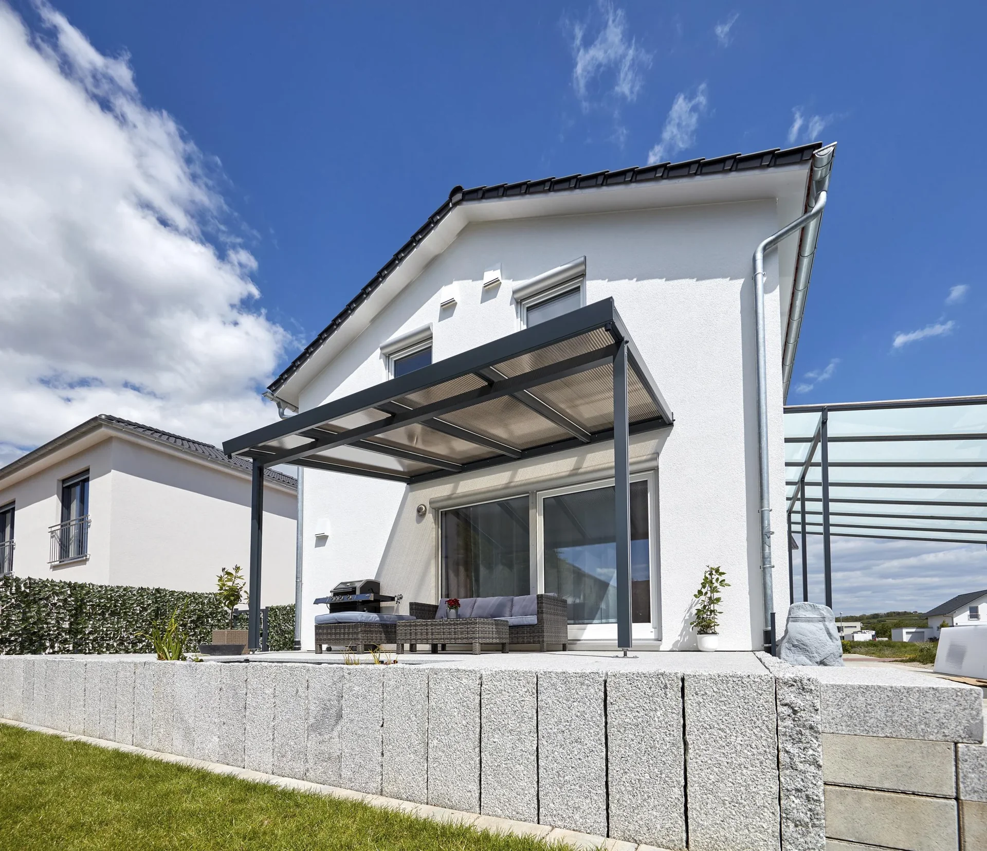 Terrassendach Premium, anthrazit, 4102 x 3060 mm - Polycarbonat Stegplatten 16 mm, bronze - 3