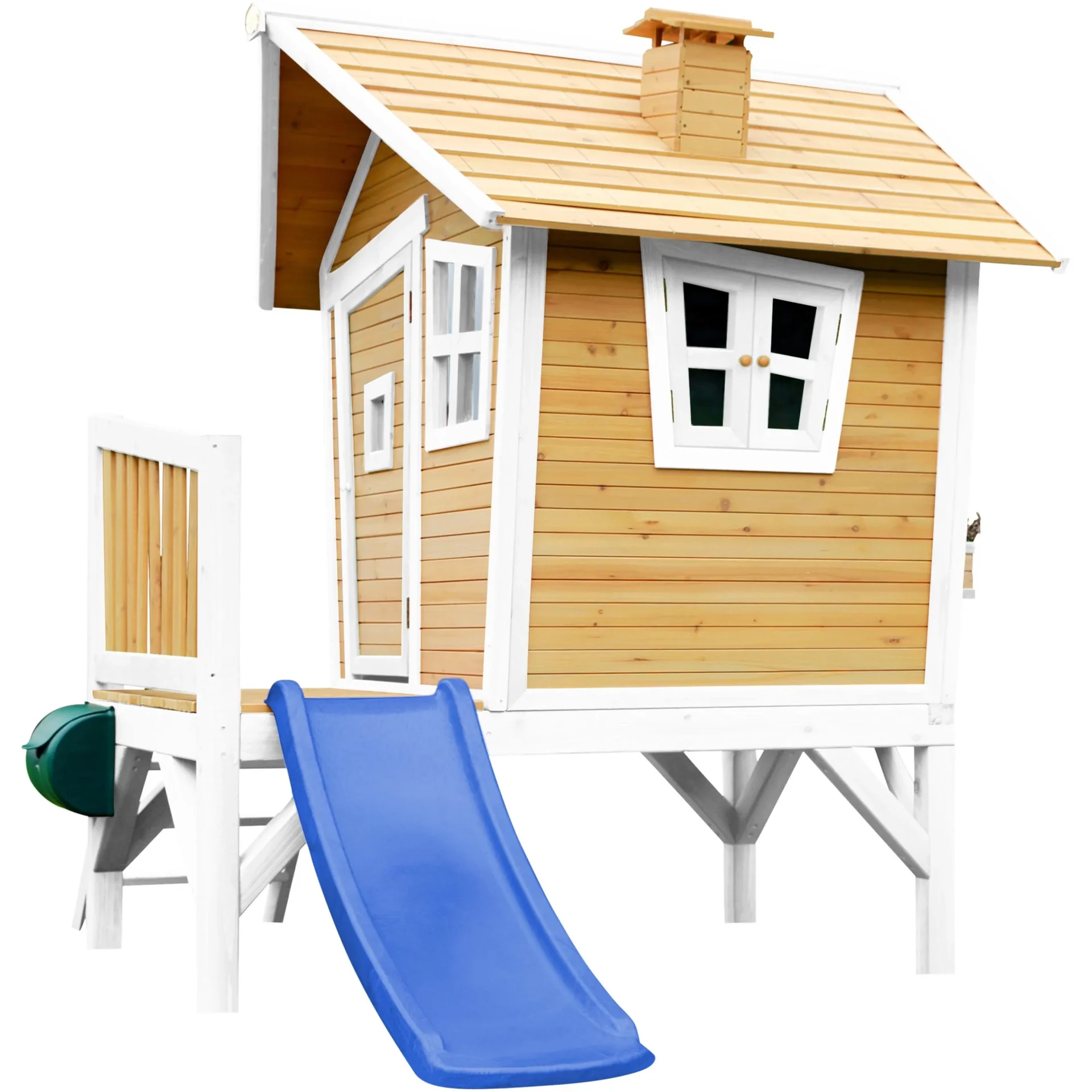 Robin Spielhaus Braun/Weiß - Blaue Rutsche - 6