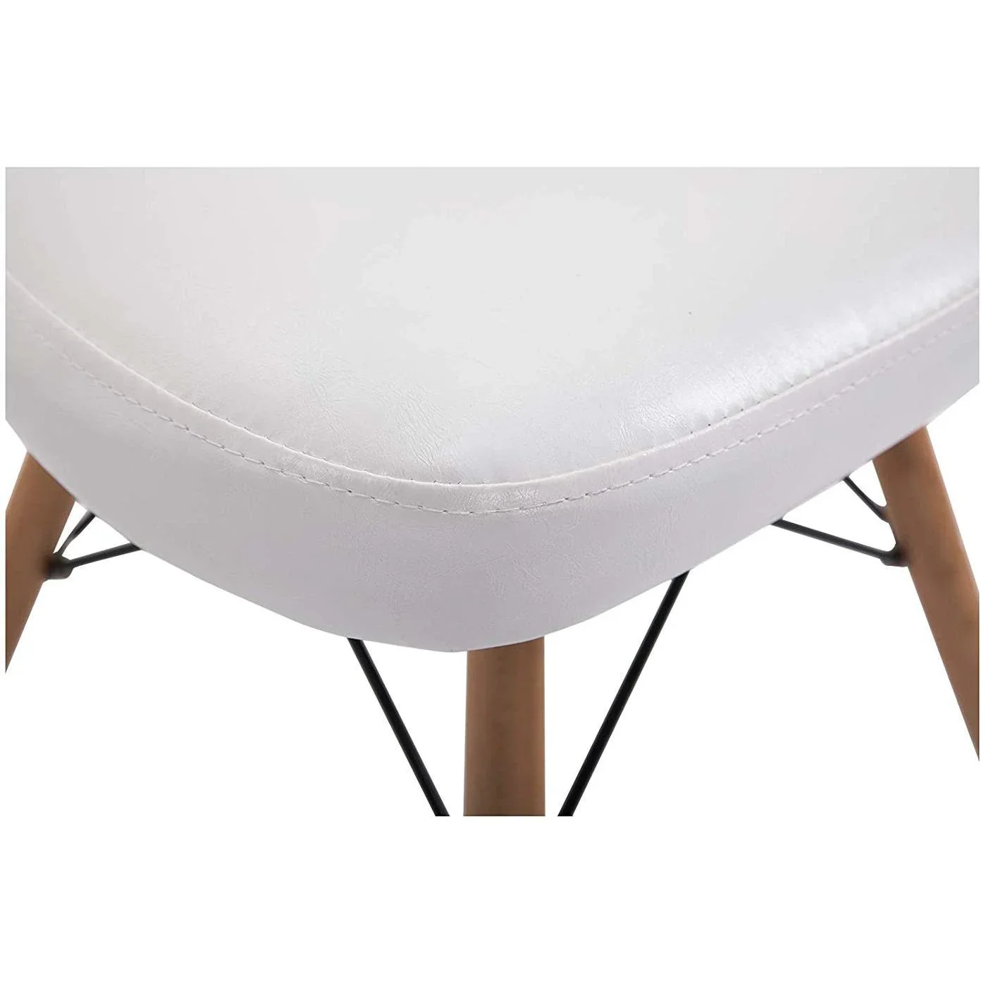 2er-Set Relaxsessel Loungesessel Cocktailsessel Polstersessel Stuhl PU + Metall + Buchenholz Weiß 49 x 47,5 x 76 cm - 2