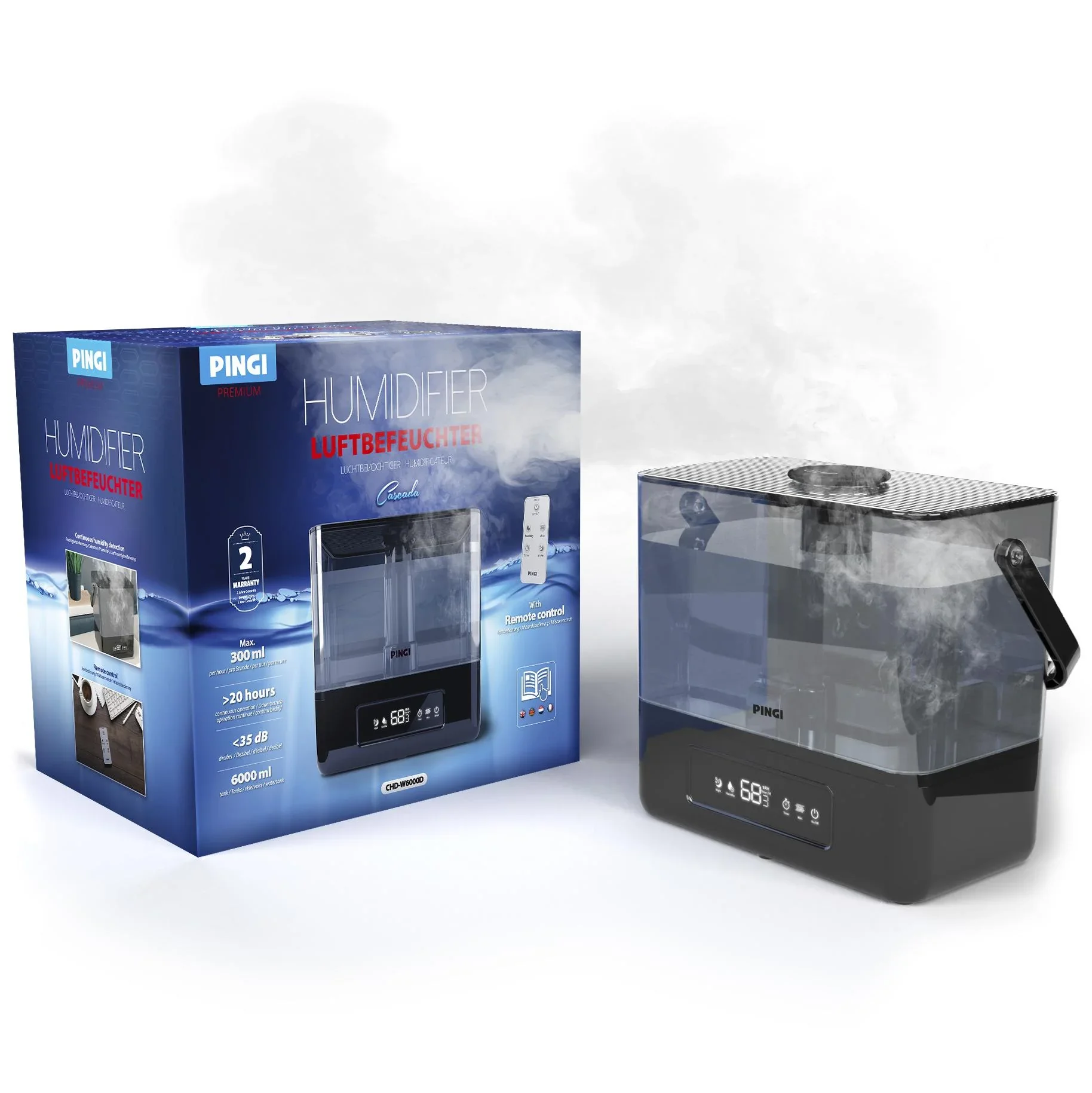 Digitaler Utraschall-Luftbefeuchter, 6 L Premium „Cascada“ - 3