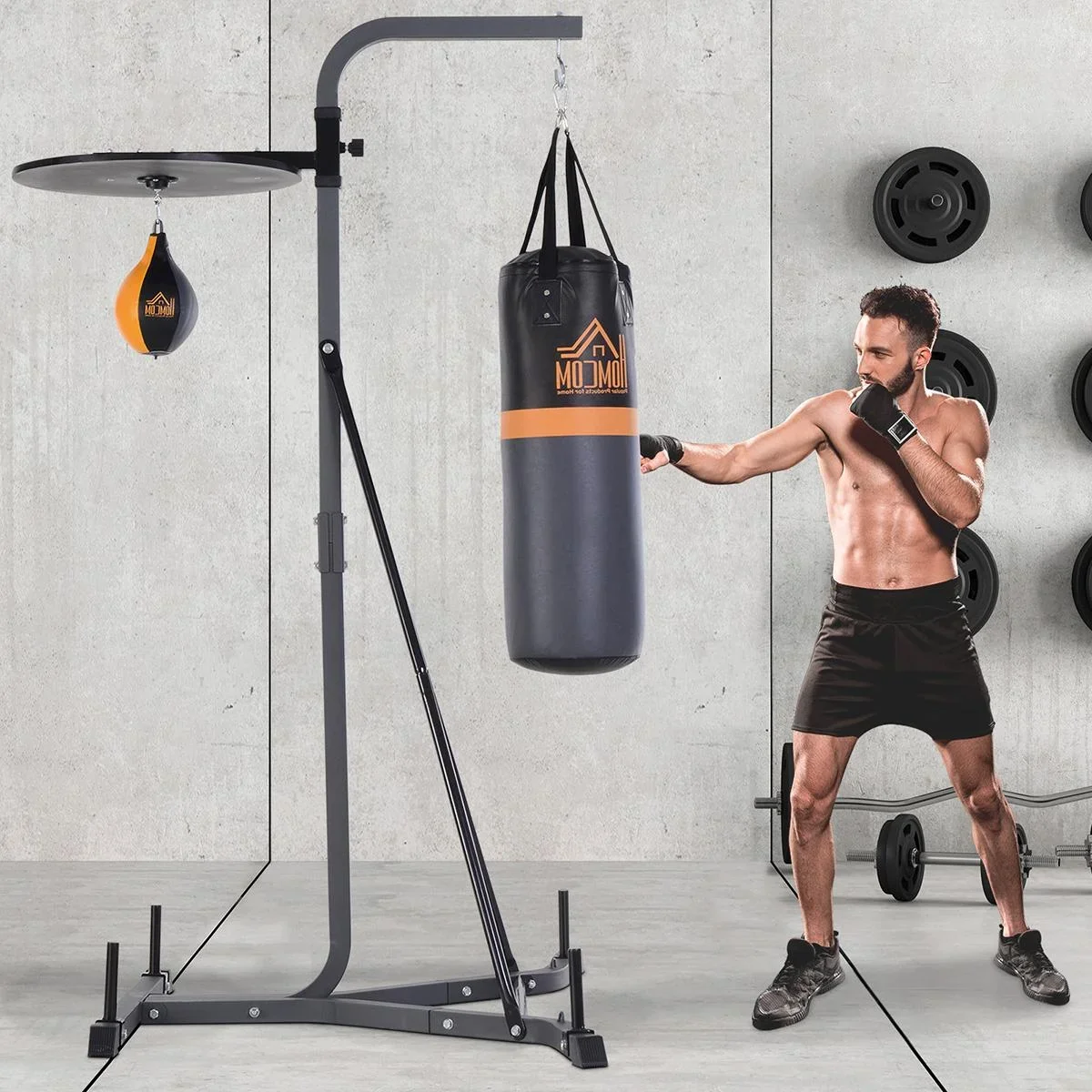 Boxsackständer mit Punchingball schwarz - 3