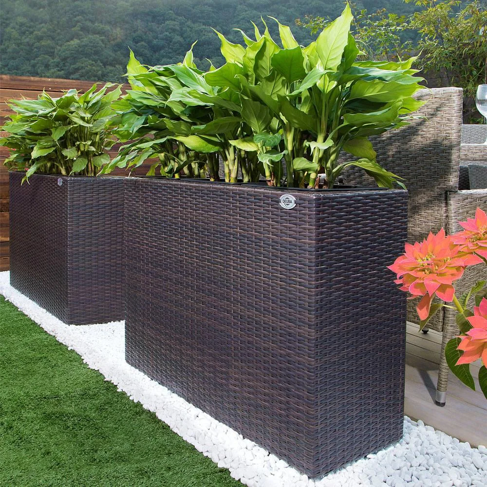 Polyrattan Blumentopf braun 83x30,5x60cm - 3