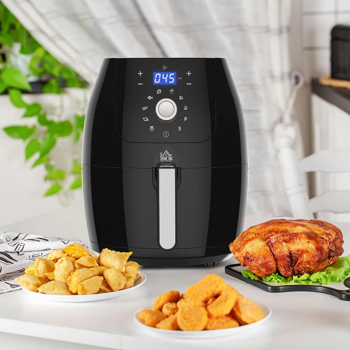 Heißluftfritteuse Luftfritteuse Airfryer Edelstahl Frittierkorb 5,5L 1700W mit Digitalem LED-Touchscreen Heißluftfritteu - 0