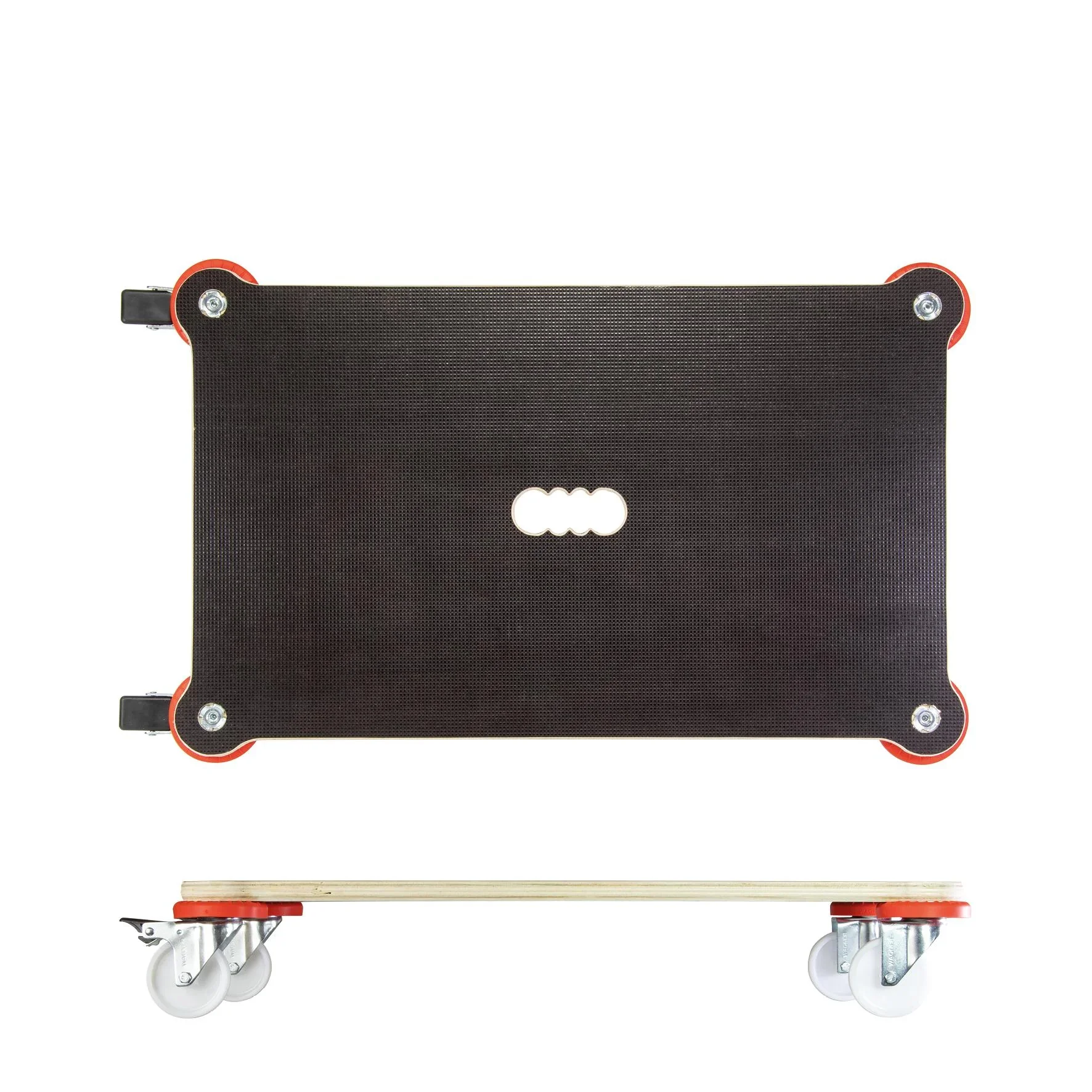 Transporthilfe MM 1375, 71 x 44 x 12,5 cm, harte Rollen Ø 75 mm, Gleitlager, 2 Bremsen, Platte FSC®, Tragkraft 200 kg - 2