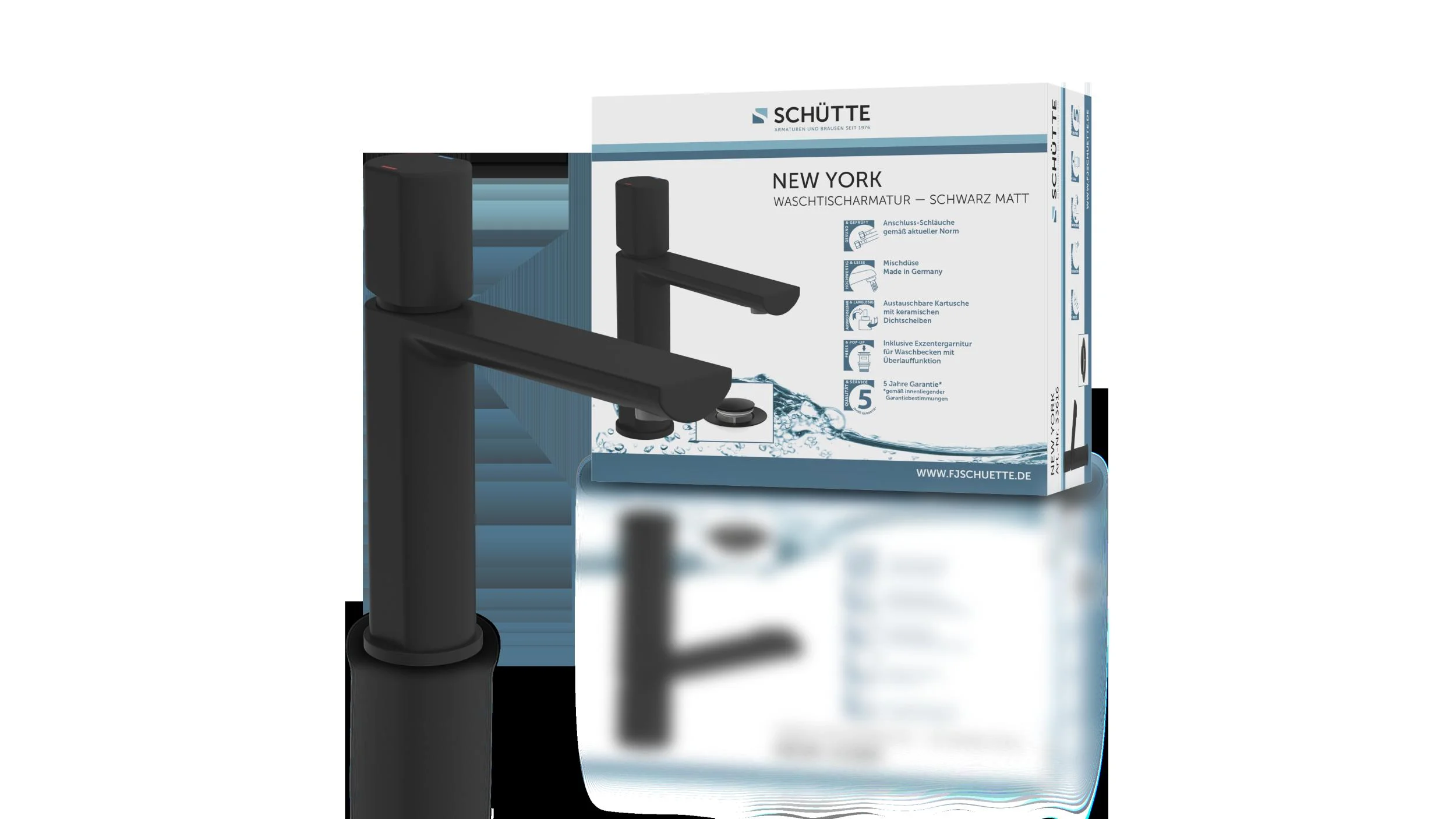 Waschtischarmatur "NEW YORK", Schwarz matt - 1