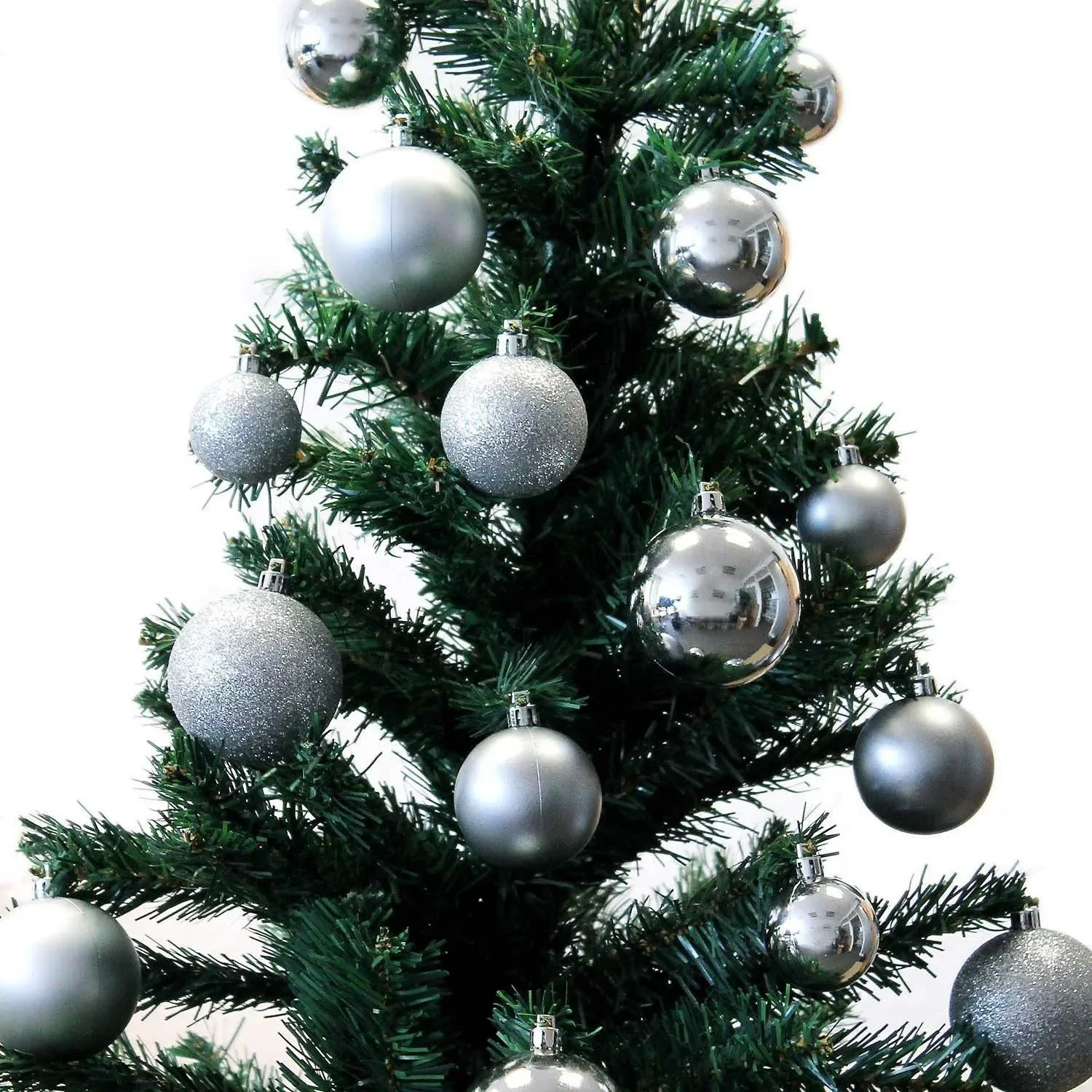 Weihnachtskugeln - 70 Kugeln - mit Aufbewahrungsbox - Kunststoff / Kunststoff - Silber - 2