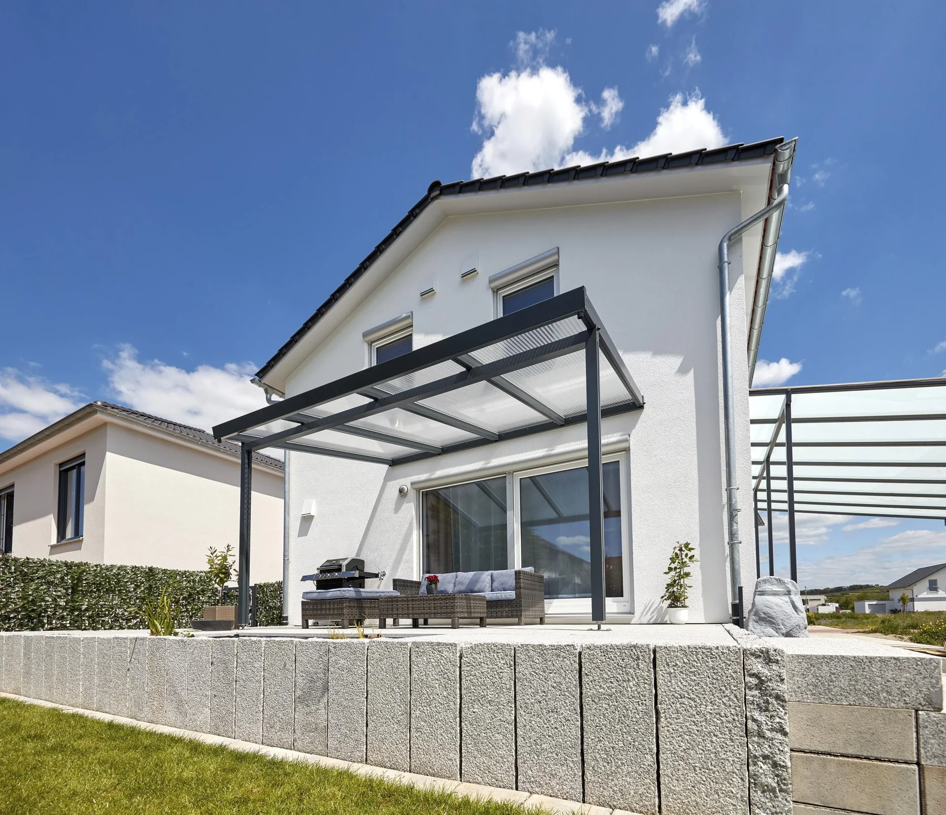Terrassendach Premium, anthrazit, 4102 x 3060 mm - Acryl Stegplatten 16mm, klar - 0