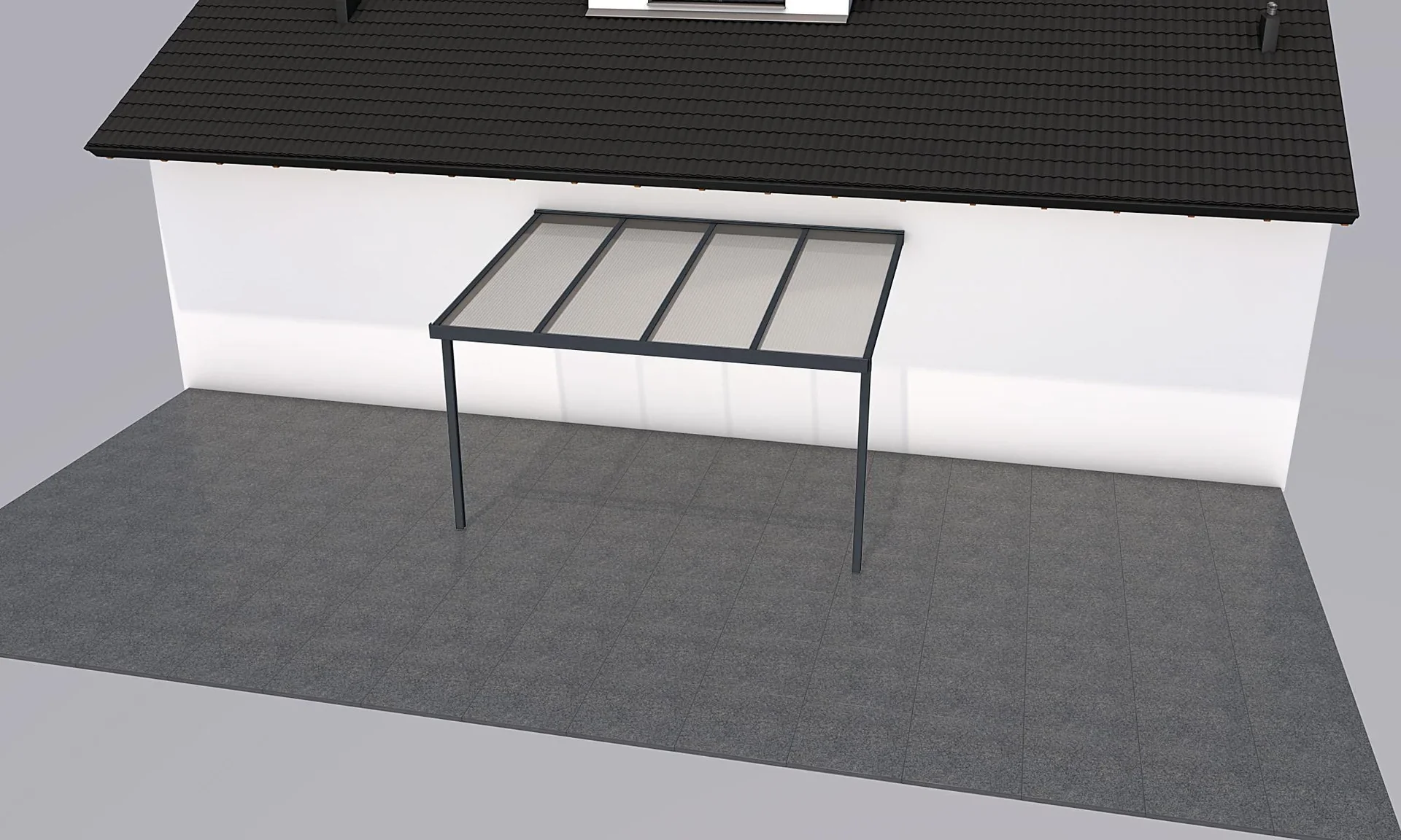 Terrassendach Premium, anthrazit, 4102 x 3060 mm - Acryl Stegplatten 16mm, klar - 1