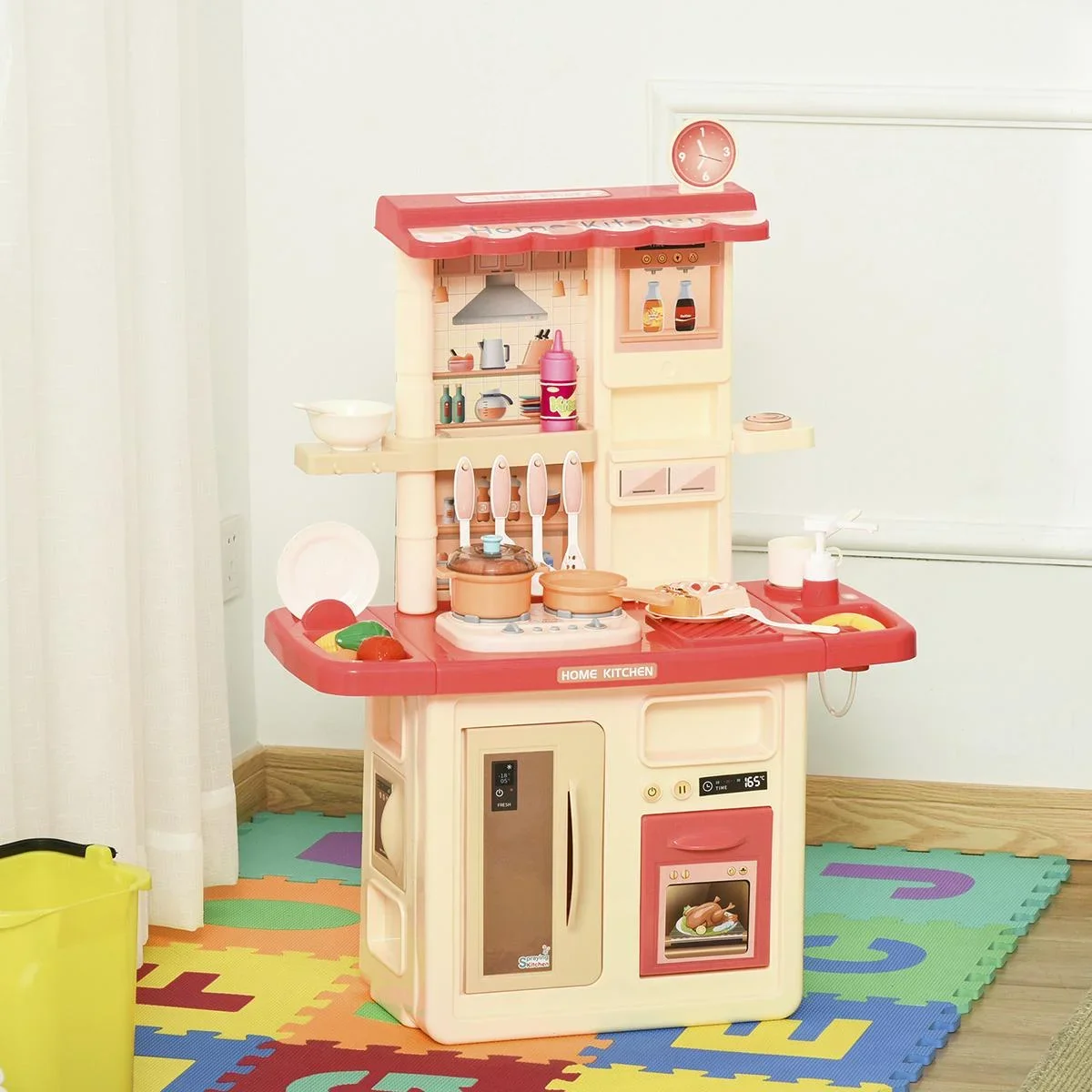Kinderküche Küchenspielzeug mit Zubehör Nebelbildung Wasserspray Lichter Musikspielküche Musikfunktionen Spielzeugset - 1