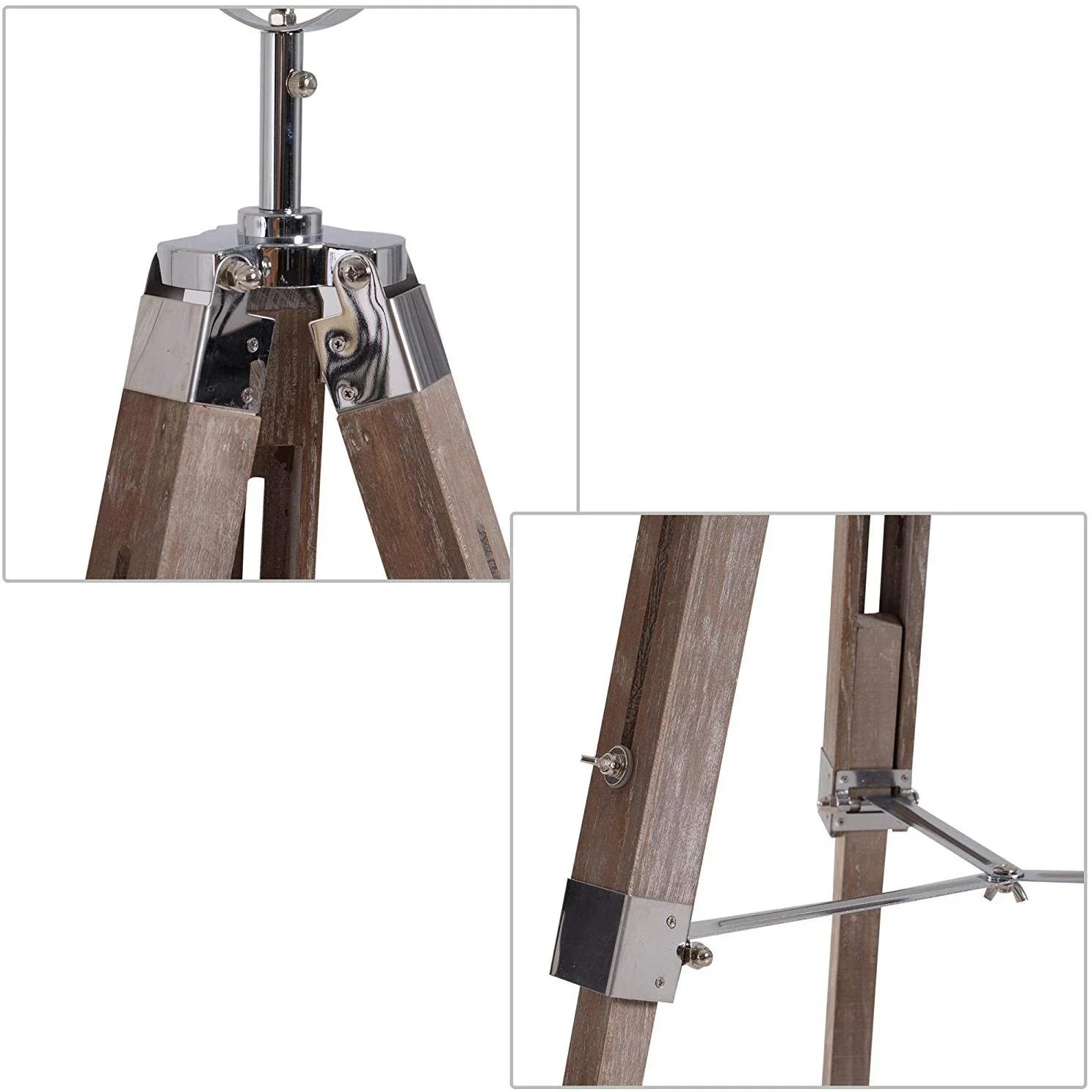 Stehlampe Dreibein Stehleuchte höhenverstellbar 103-146cm Urban E14 Silber - 0