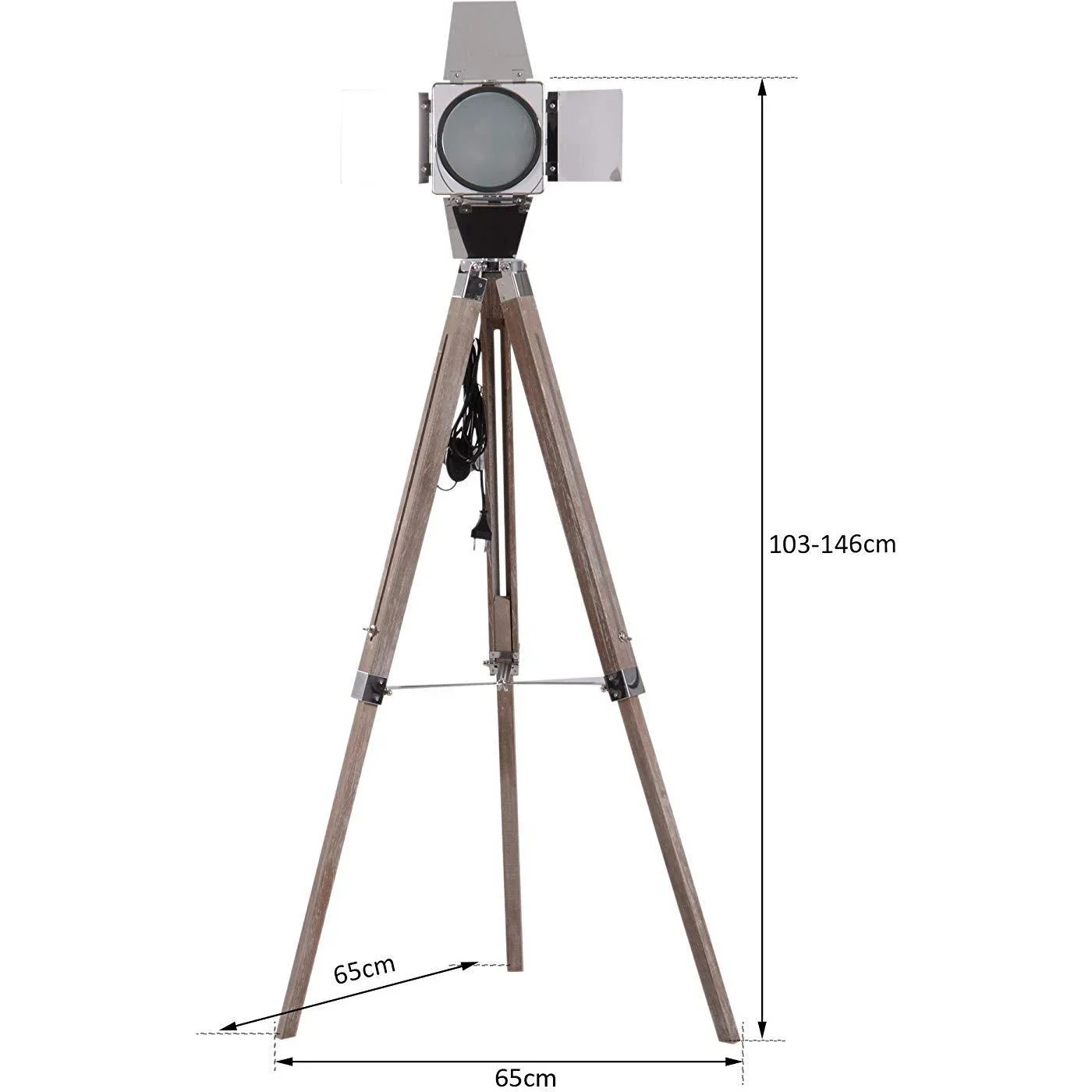 Stehlampe Dreibein Stehleuchte höhenverstellbar 103-146cm Urban E14 Silber - 1