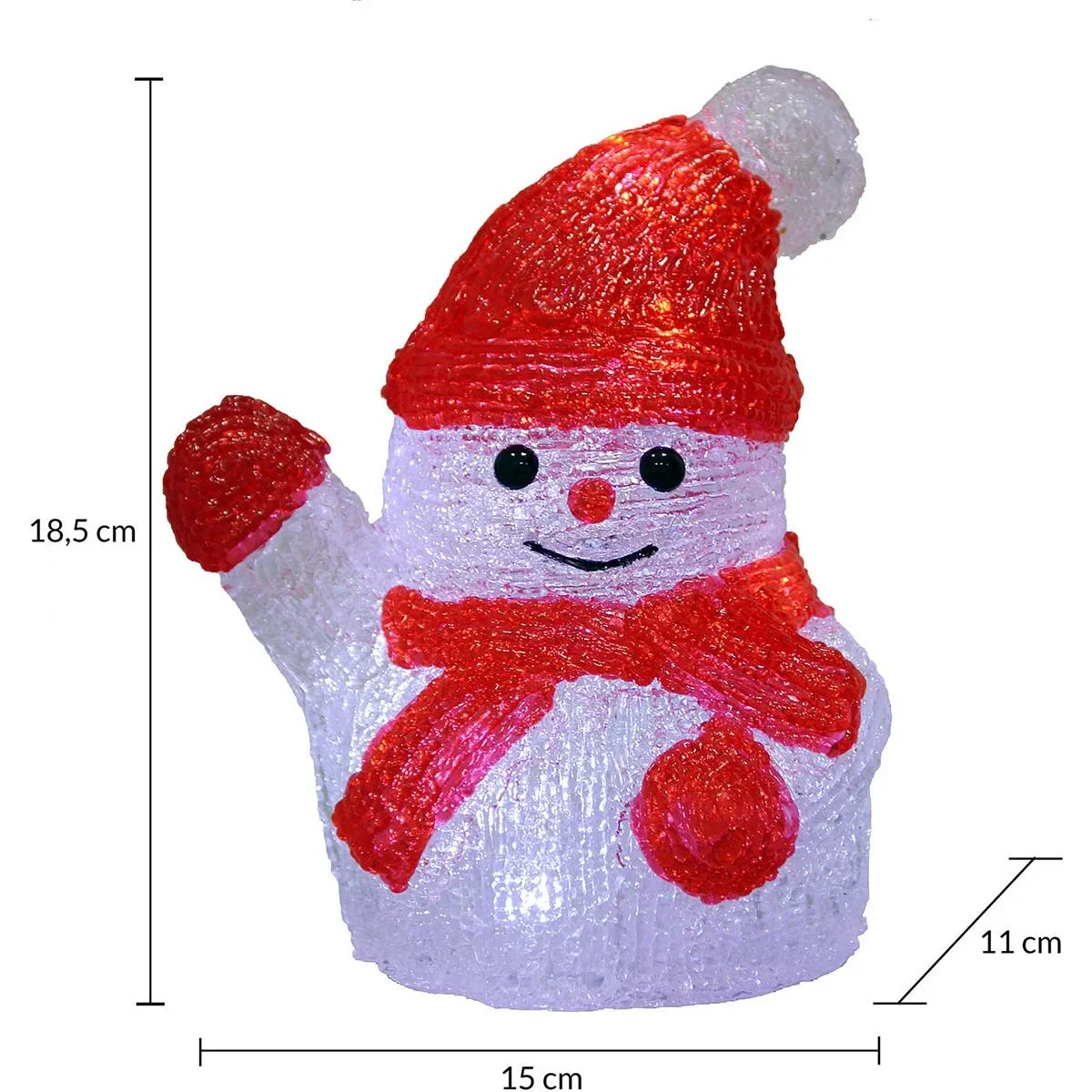 Weihnachten Schneemann LED Figur - auf Batterien - 15x11x18-5Cm - 1