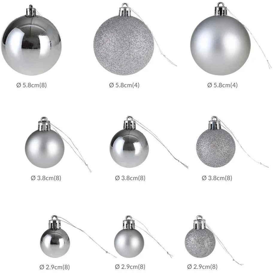 Kugeln 77 Stück - Silber - Durchmesser 5 cm - 0