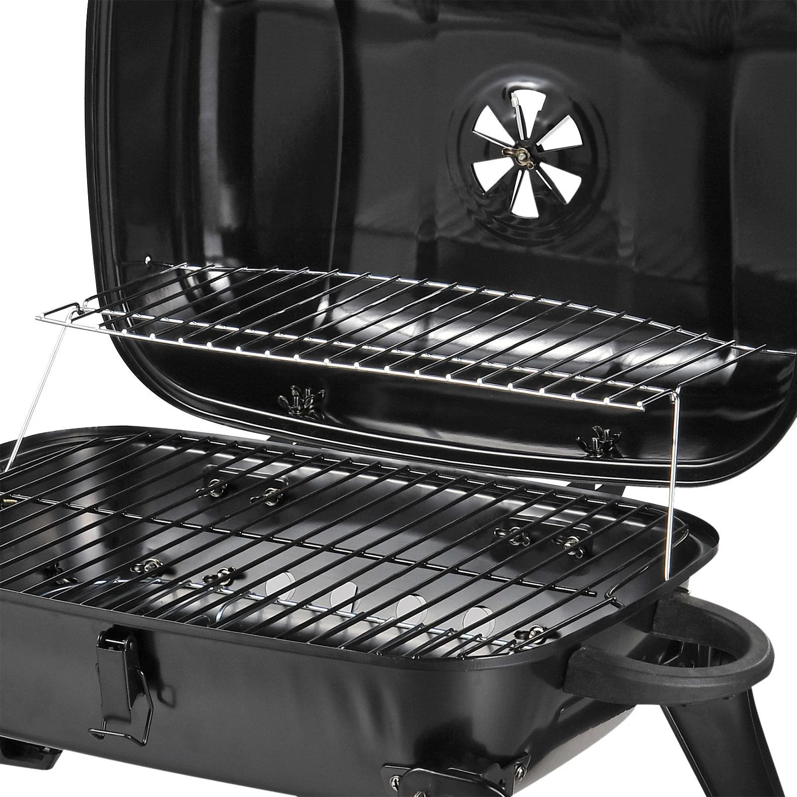 Klappgrill Kohlegrill Standgrill tragbar Tischgrill BBQ Metall Schwarz 59 x 43 x 36 cm - 2
