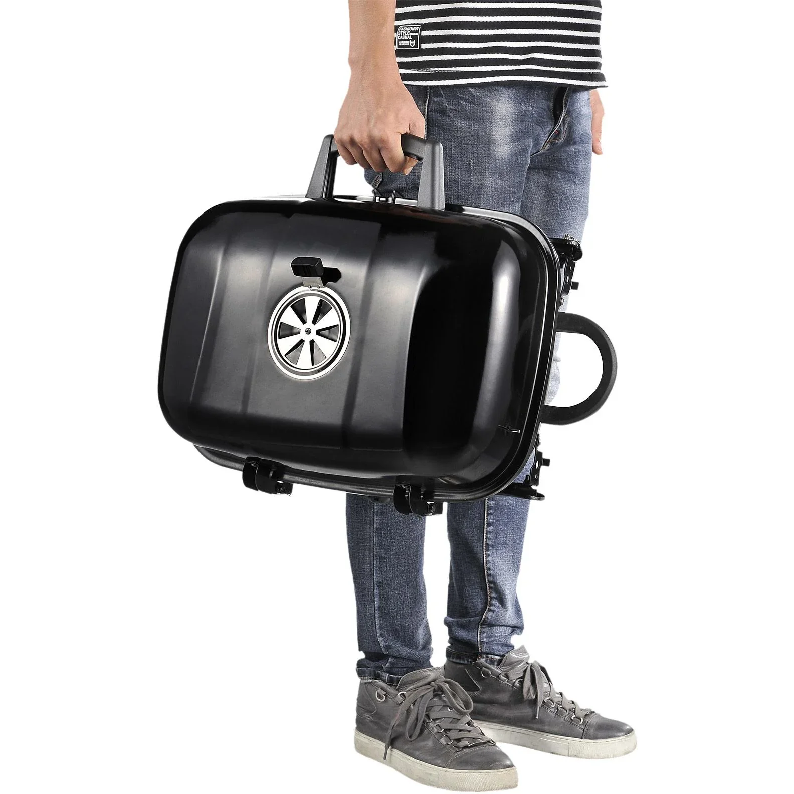 Klappgrill Kohlegrill Standgrill tragbar Tischgrill BBQ Metall Schwarz 59 x 43 x 36 cm - 4