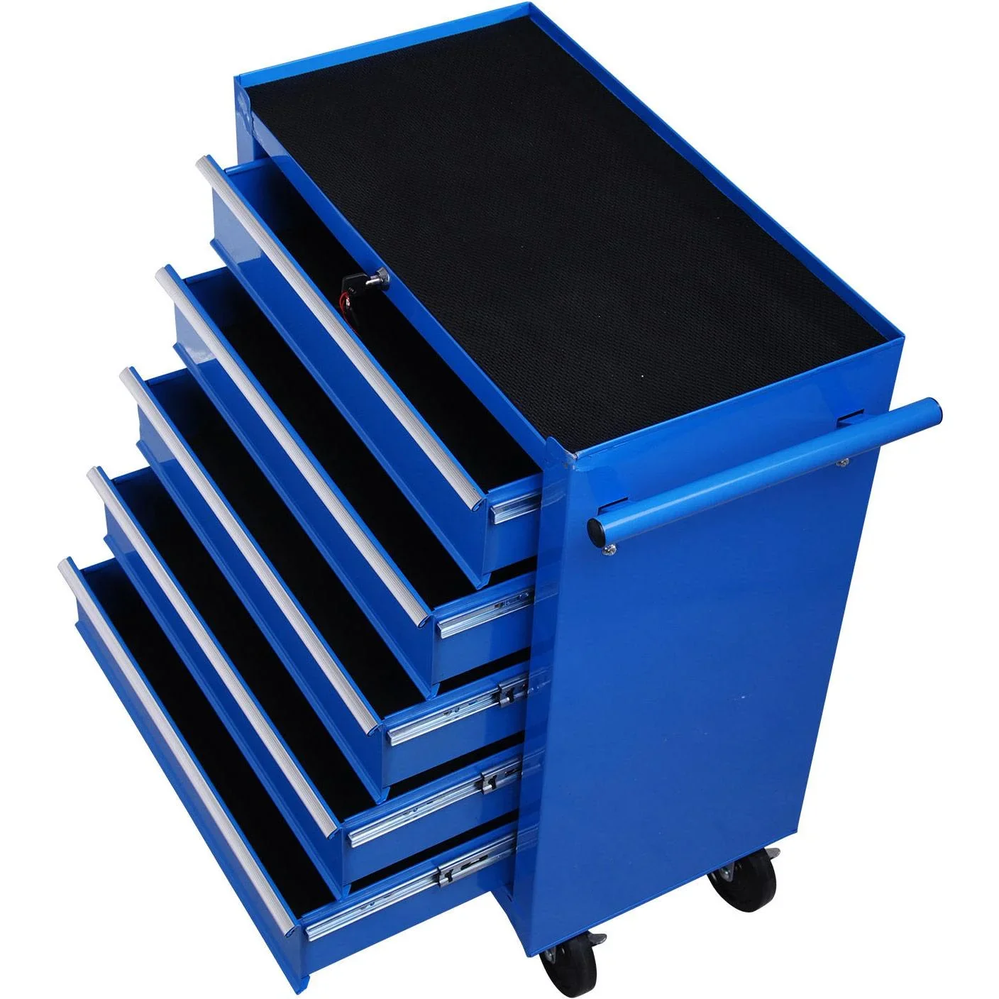 Werkstattwagen fahrbar abschließbar mit 5 Schubladen blau - 7