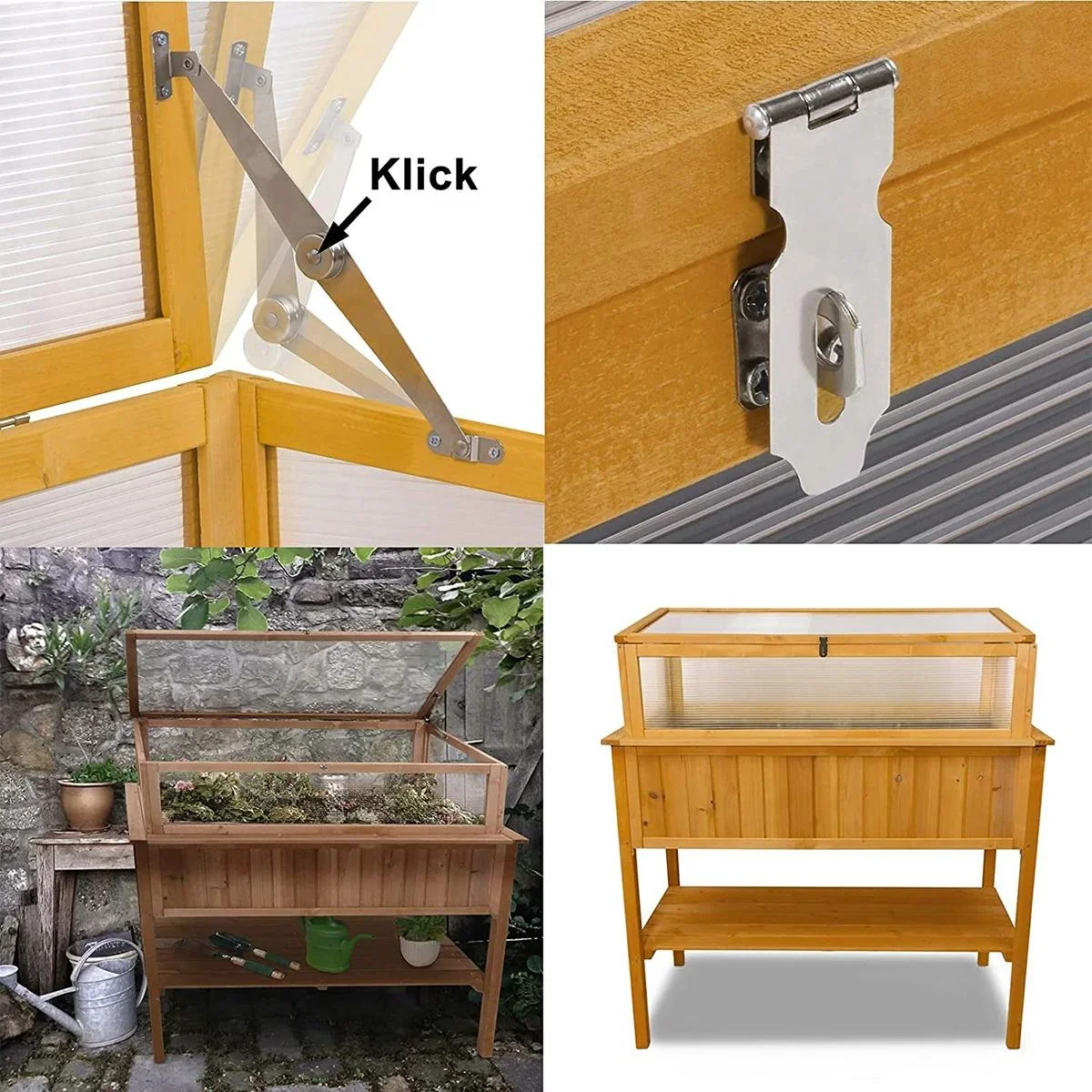 Garten Holz Gewächshaus / Küche Gartentisch auf Beinen - 113x57x90cm - 3