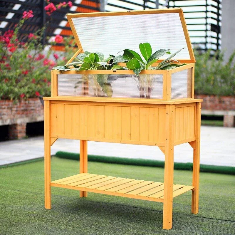 Garten Holz Gewächshaus / Küche Gartentisch auf Beinen - 113x57x90cm - 4