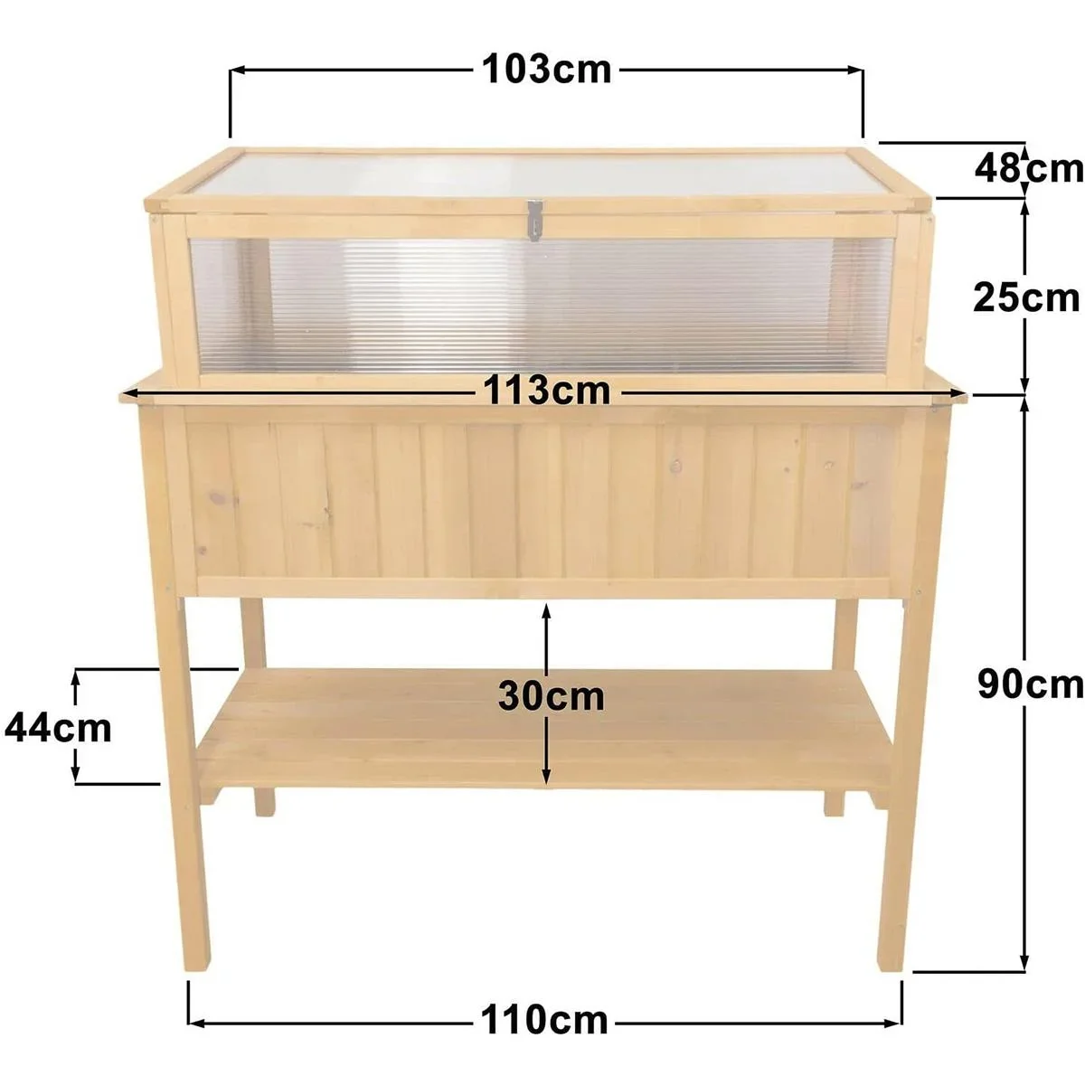 Garten Holz Gewächshaus / Küche Gartentisch auf Beinen - 113x57x90cm - 5