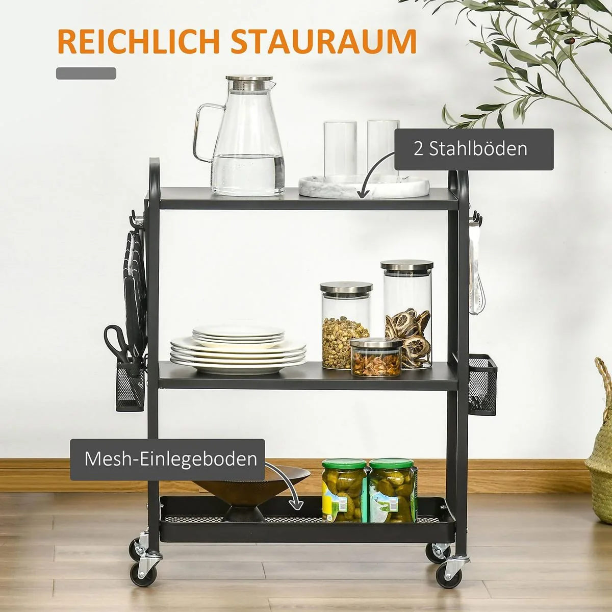 Akku-Rasenmäher mit 32 cm Schnittbreite 30 Liter Grasfangkorb mit 2,5 Ah Akku und Ladegerät 120 x 38 x 98 cm - 0