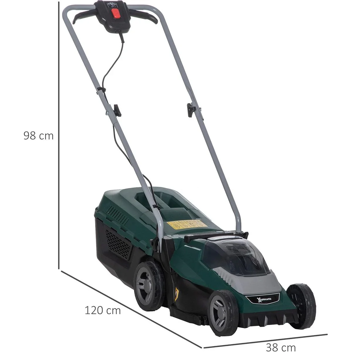 Akku-Rasenmäher mit 32 cm Schnittbreite 30 Liter Grasfangkorb mit 2,5 Ah Akku und Ladegerät 120 x 38 x 98 cm - 4