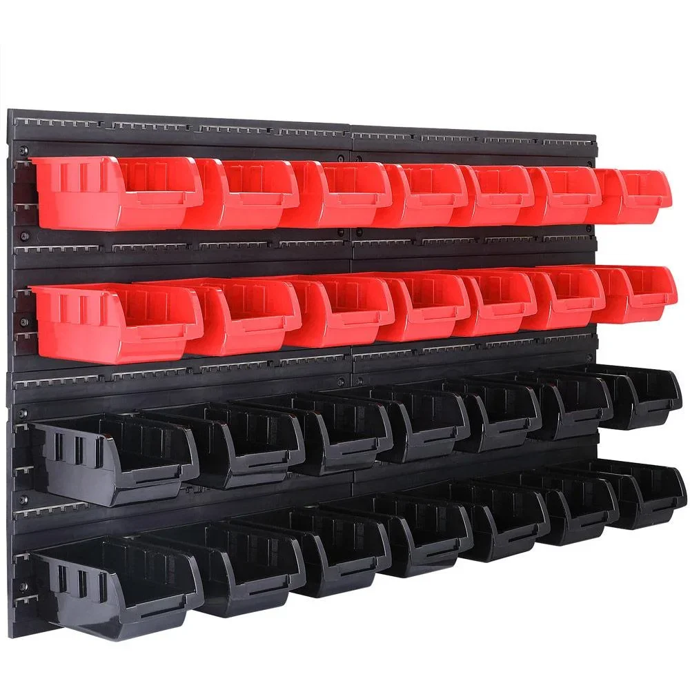 Werkzeugwand mit Stapelboxen und Werkzeughalter 43tlg. - 2 Wandteller 54x47,5x1,8 cm - 5