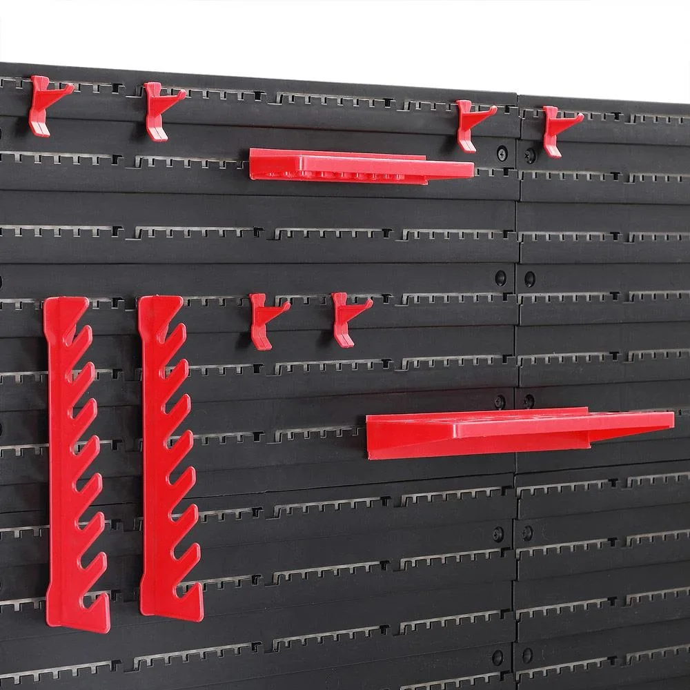 Werkzeugwand mit Stapelboxen und Werkzeughalter 43tlg. - 2 Wandteller 54x47,5x1,8 cm - 6