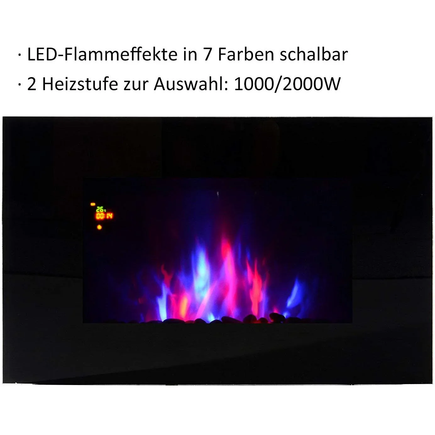 Kaminofen LED Elektrokamin Wandkamin Elektronisch mit Flammeneffekt Fernbedienung 90x9 - 2