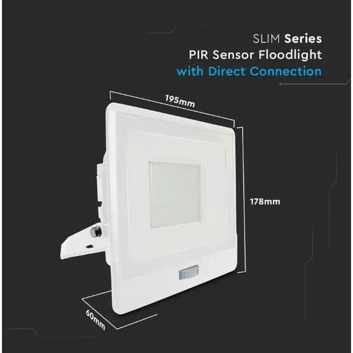 VT-158S LED-Flutlicht mit Sensor - 50W - 4000 Lm - 6500K - Weiß - 7