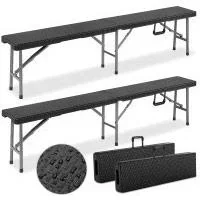 Bierbänke / Klappbank 2er-Set - schwarz- 180cm - 1