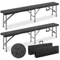 Bierbänke / Klappbank 2er-Set - schwarz- 180cm - 1