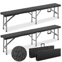 Bierbänke / Klappbank 2er-Set - schwarz- 180cm - 4