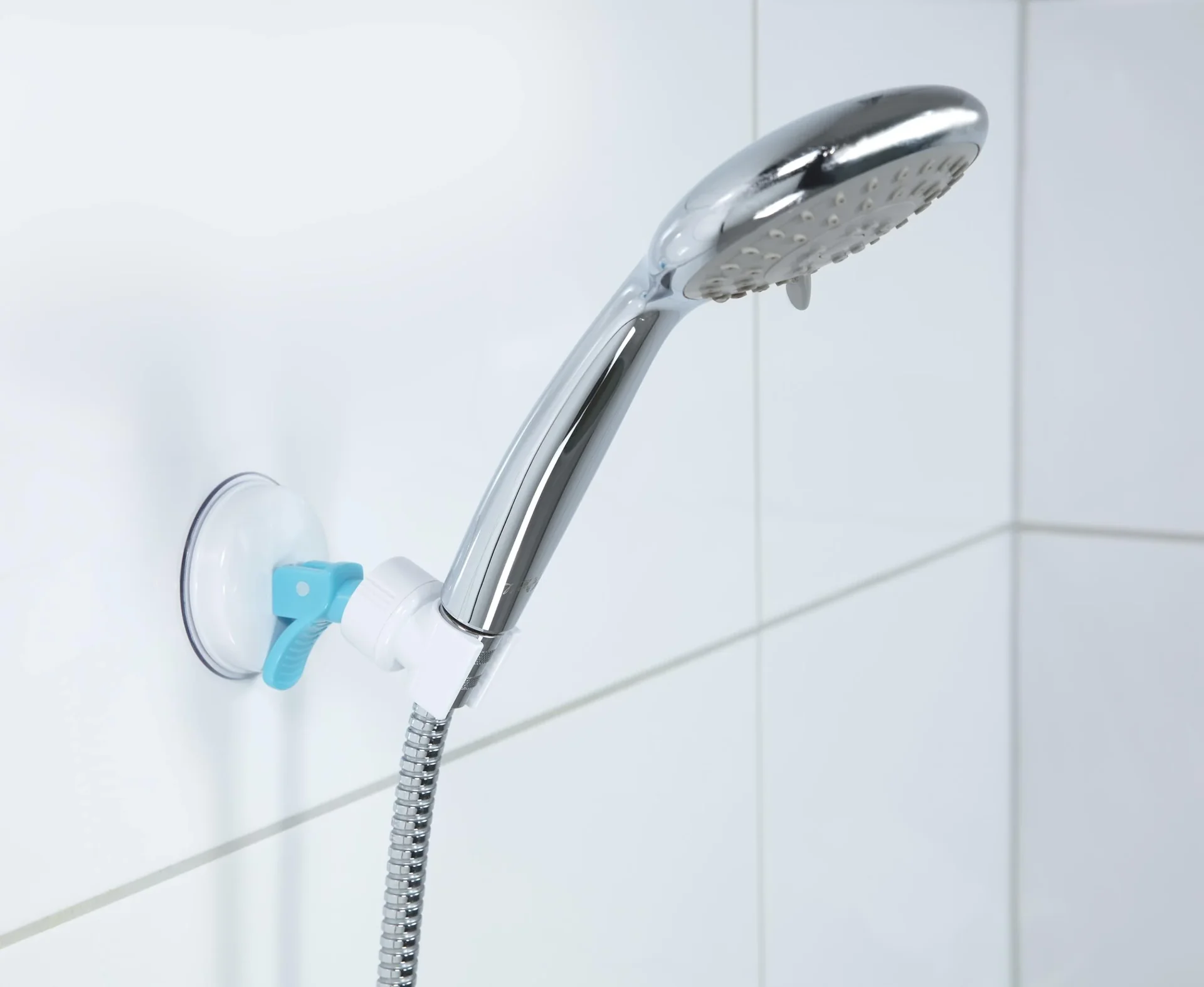 Duschkopf-Halter mit Saugnapf, Weiß/ Petrol - 0