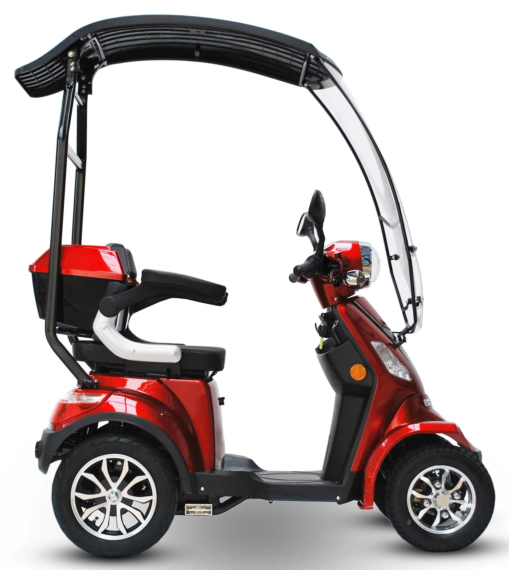 E-Scooter rot - 4 Räder - 25 km/h - mit Dach - Seniorenmobil - 3