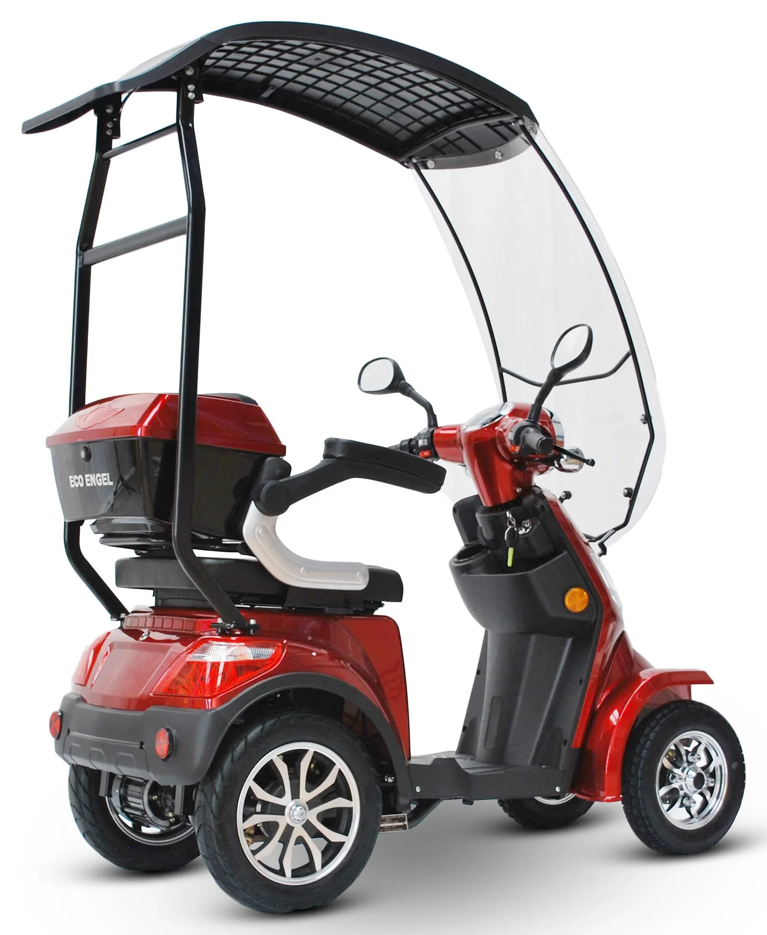 E-Scooter rot - 4 Räder - 25 km/h - mit Dach - Seniorenmobil - 5