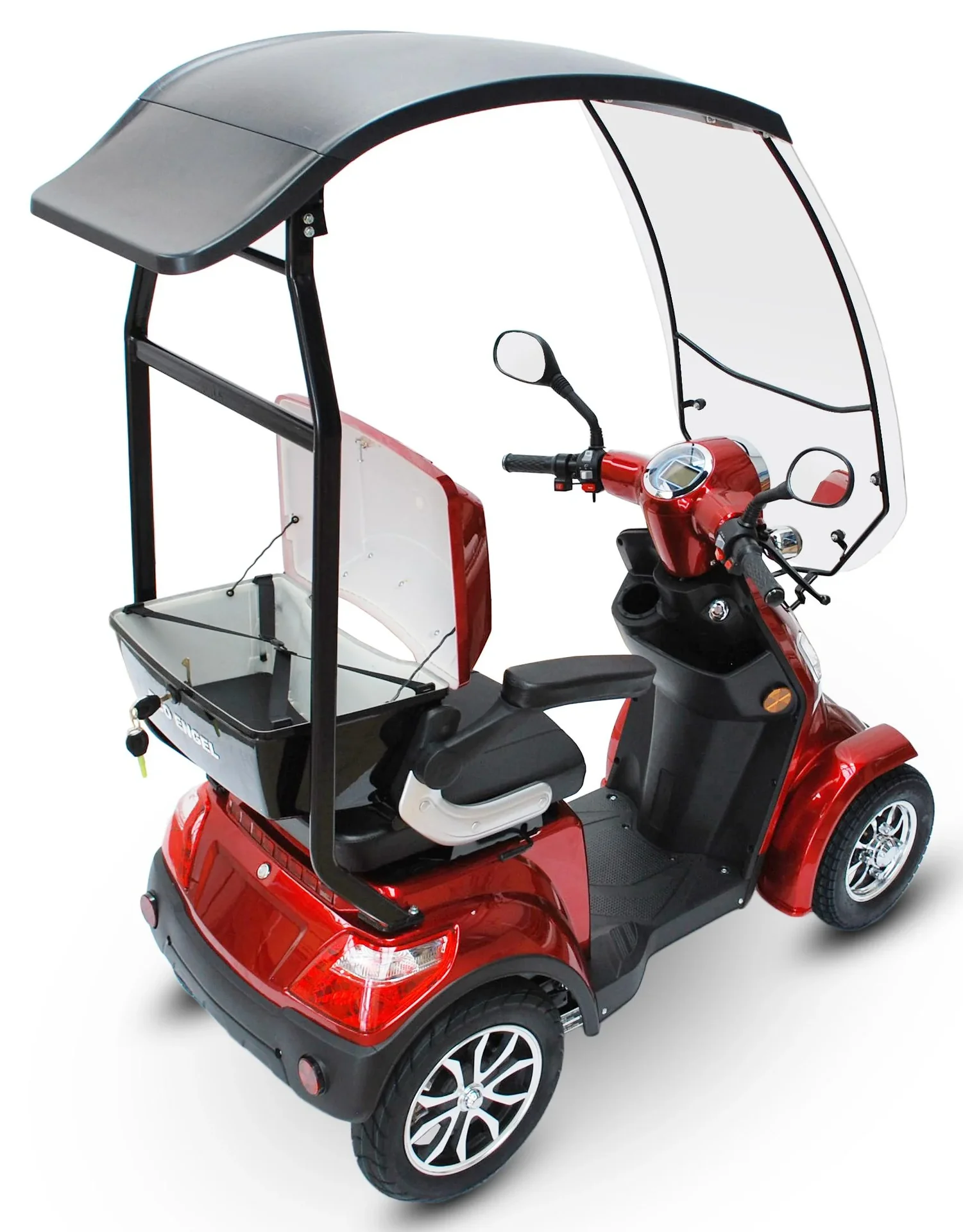 E-Scooter rot - 4 Räder - 25 km/h - mit Dach - Seniorenmobil - 6