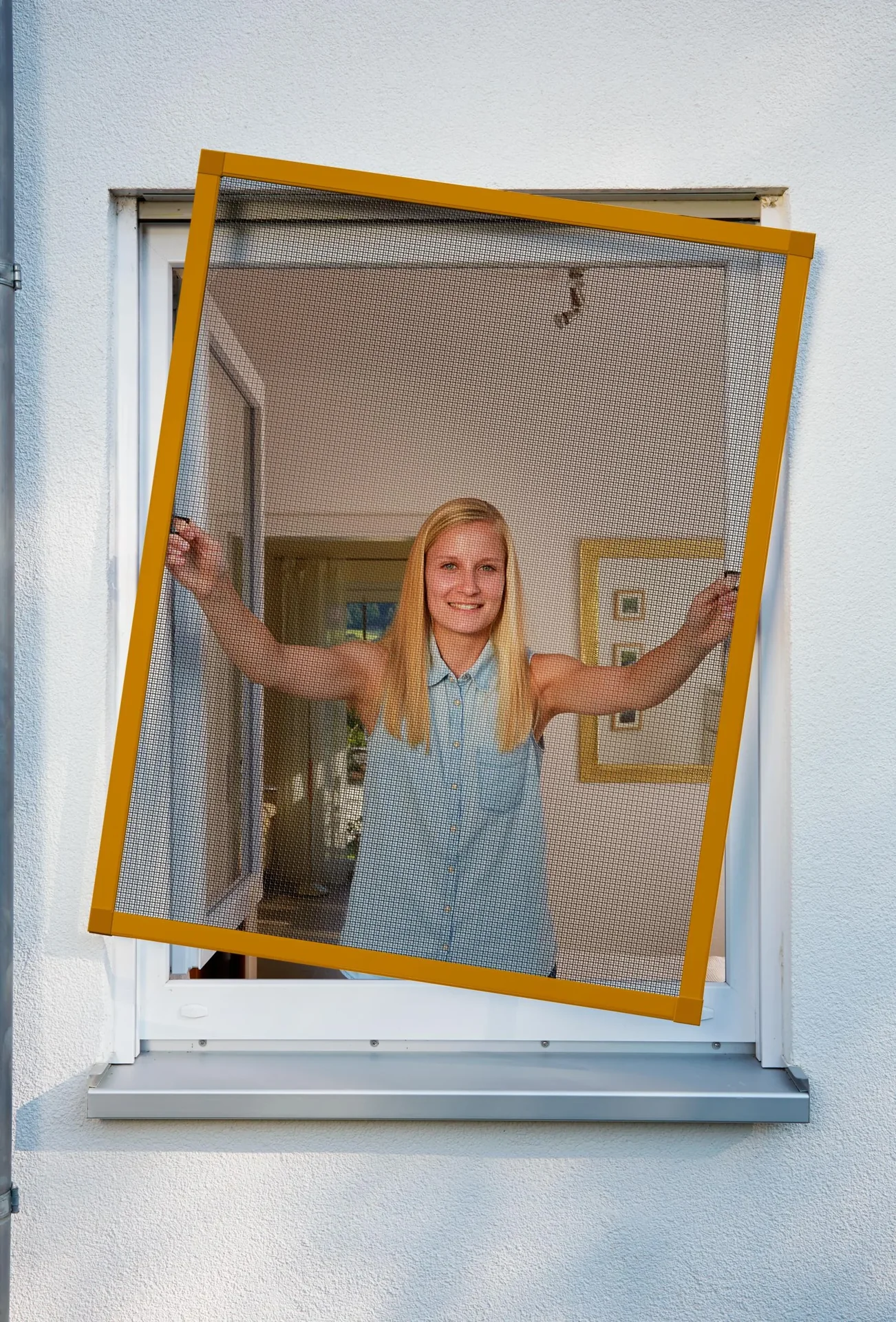 Insektenschutzfenster PLUS mit Alurahmen, Farbe braun, 130 x 150 cm - 3