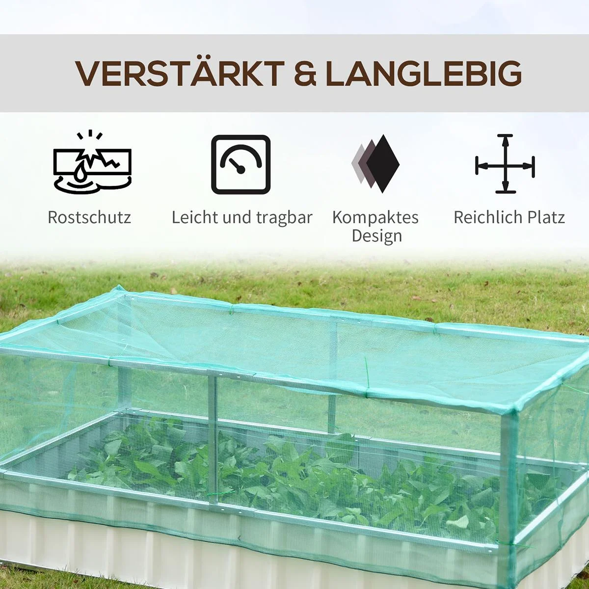 Gartenbeet mit Netzabdeckung weiß/grün - 3