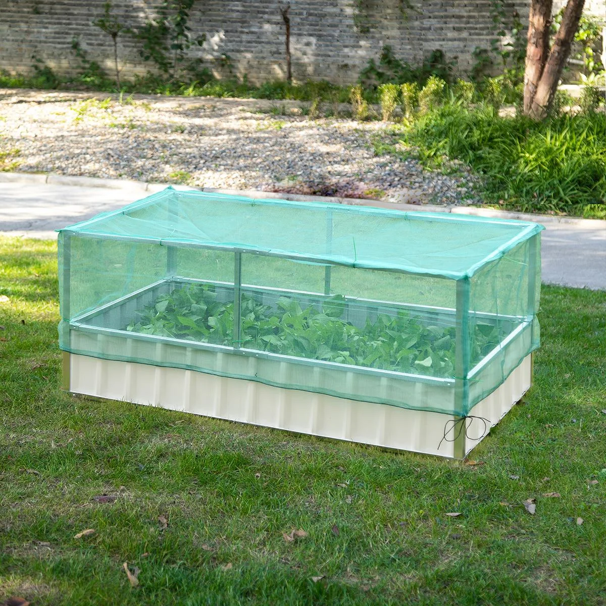 Gartenbeet mit Netzabdeckung weiß/grün - 5