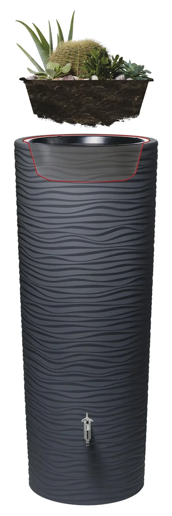 Regenspeicher / Regentonne NATURA 2in1 350 L, graphite grey - 2