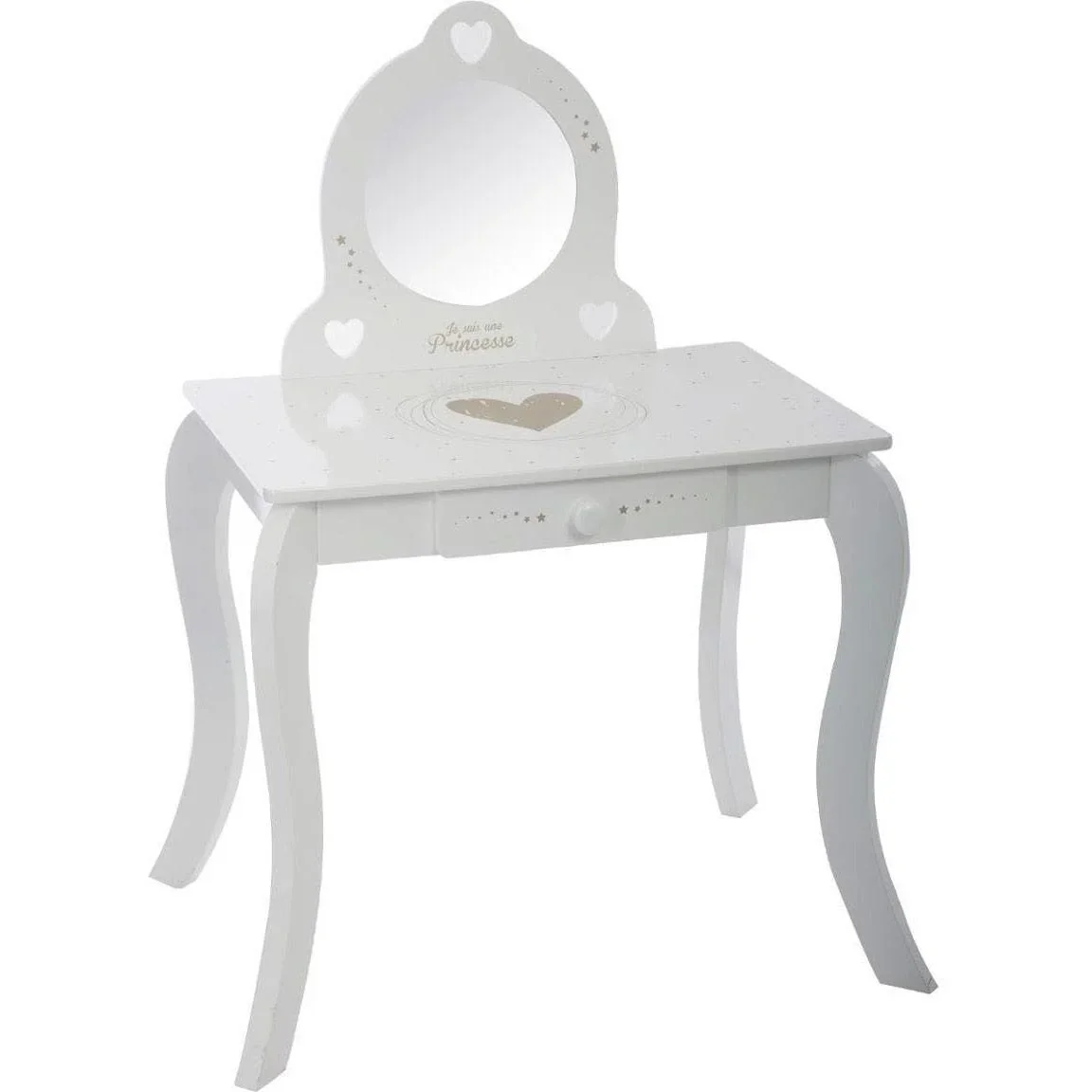NL Schminktisch mit Hocker für Kinder - 71,5 x 50,5 x 91 cm - Weiß - 0