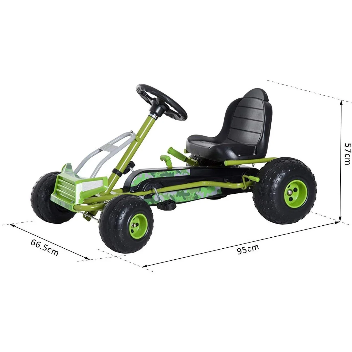 Tretauto Go Kart Tretfahrzeug ab 3 Jahre Grün - 1