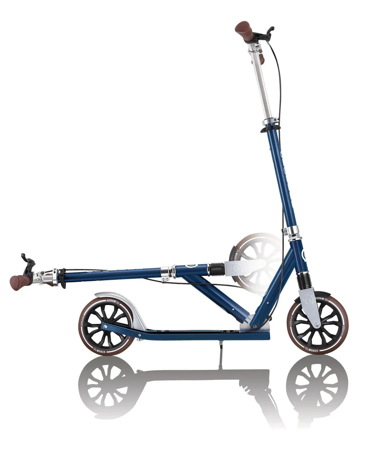 NL 205 Deluxe Tretroller, 205 mm, ABEC 7, Handbremse, höhenverstellbar, Frontfederung, Klappmechanismus, blau - 5